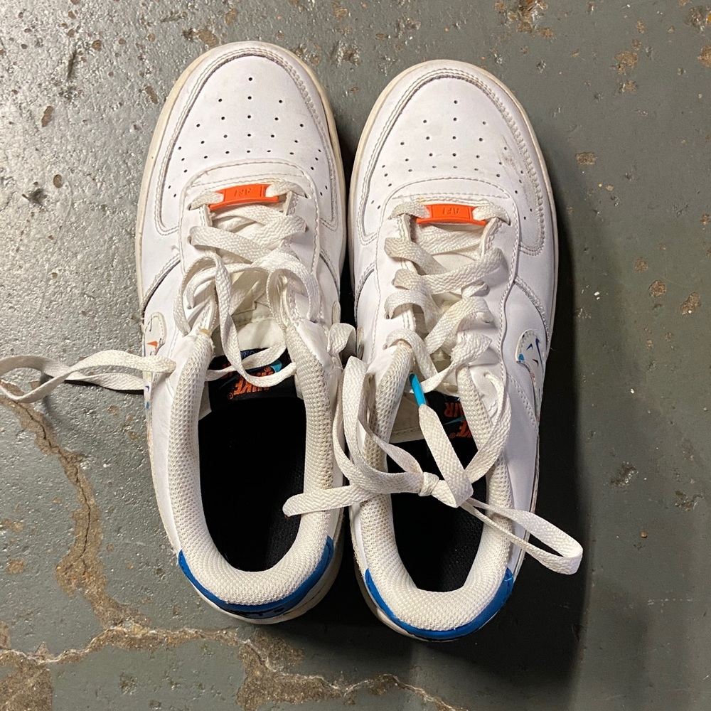 Nike Air Force 1 with Blue and Orange Accents